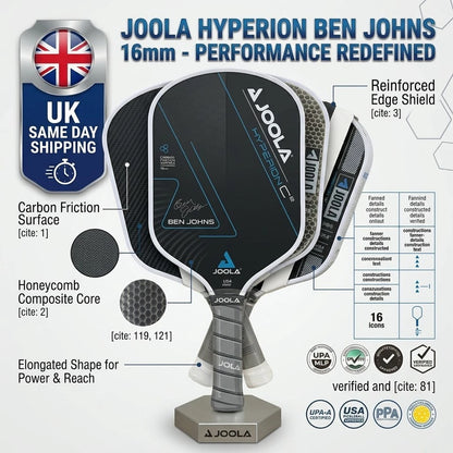 JOOLA Ben Johns Hyperion C2 16mm Pickleball Paddle – Carbon Friction Surface